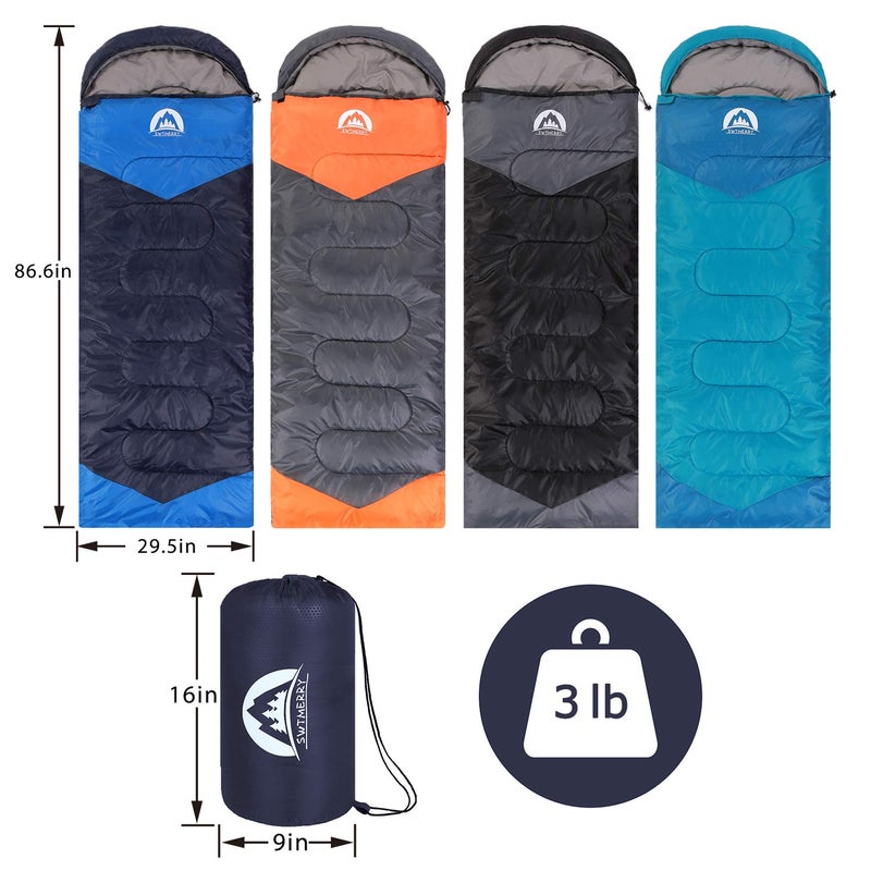 SWTMERRY Sleeping Bag 3 Seasons (Summer, Spring, Fall) Warm & Cool Weather - Lightweight,Waterproof Indoor & Outdoor Use for Camping Hiking, Backpacking and Survival (Navy Blue) - Image 2